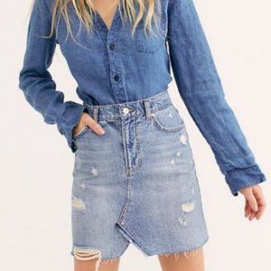 New Free People Distressed Denim Skirt  28